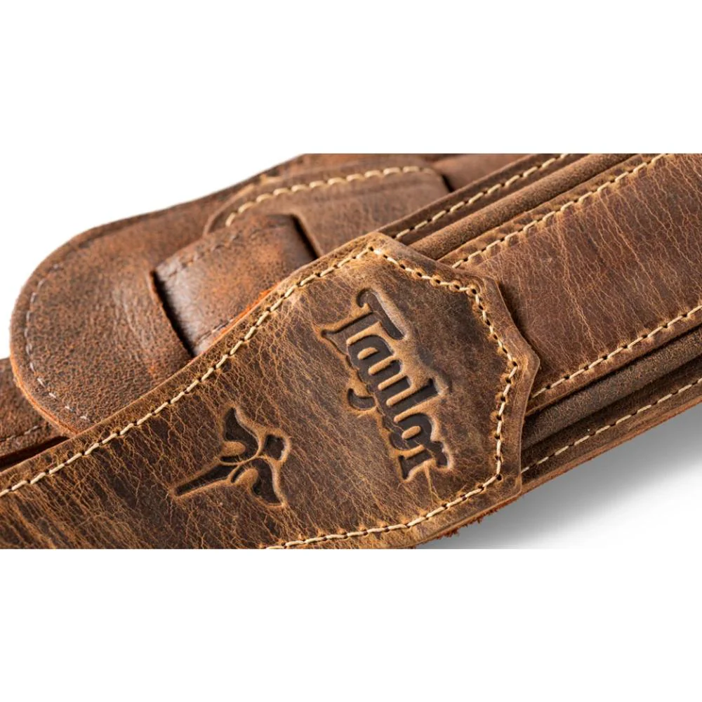 Taylor Wings Distressed Leather Guitar Strap | 2.5" | Dark Brown - Image 3